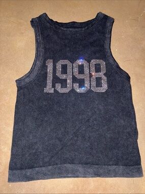 Black Rhinestone '1998' Tank Top